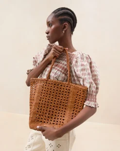 Clearance Angelo Timber Woven Leather Tote Totes