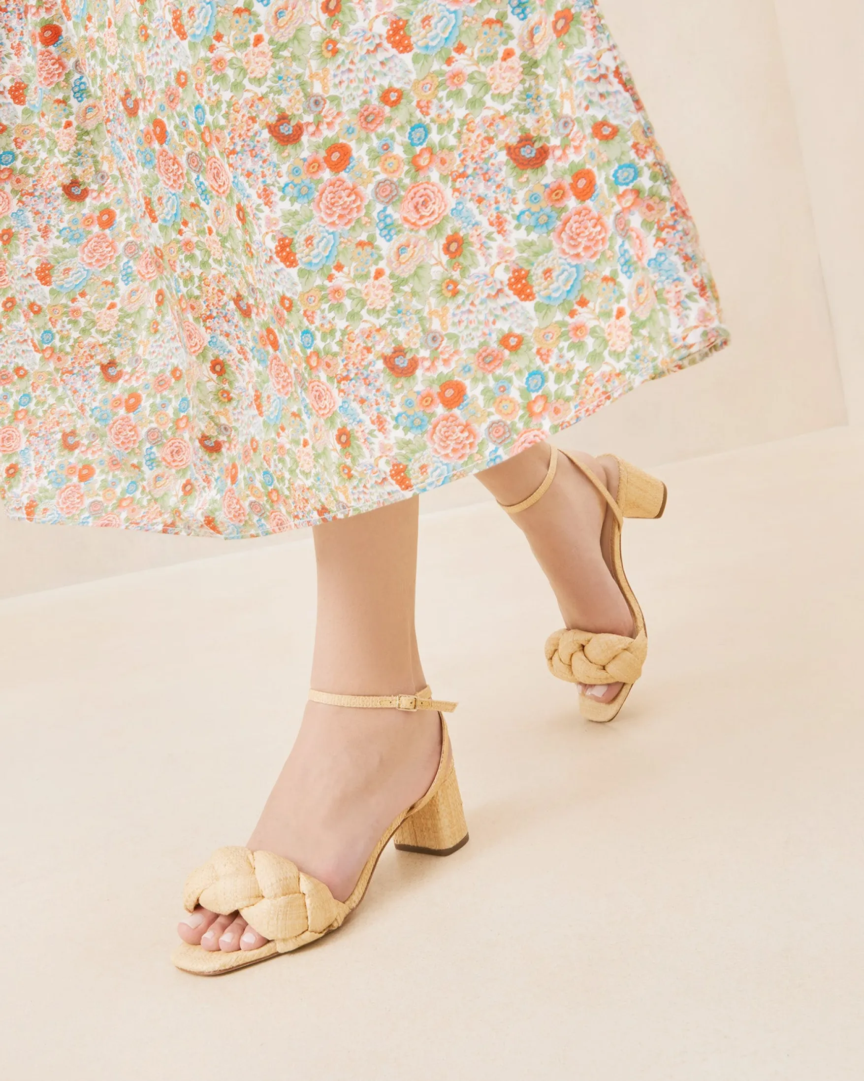 New Avril Natural Raffia Heeled Sandal FOR THE BRIDE|Casual Staples
