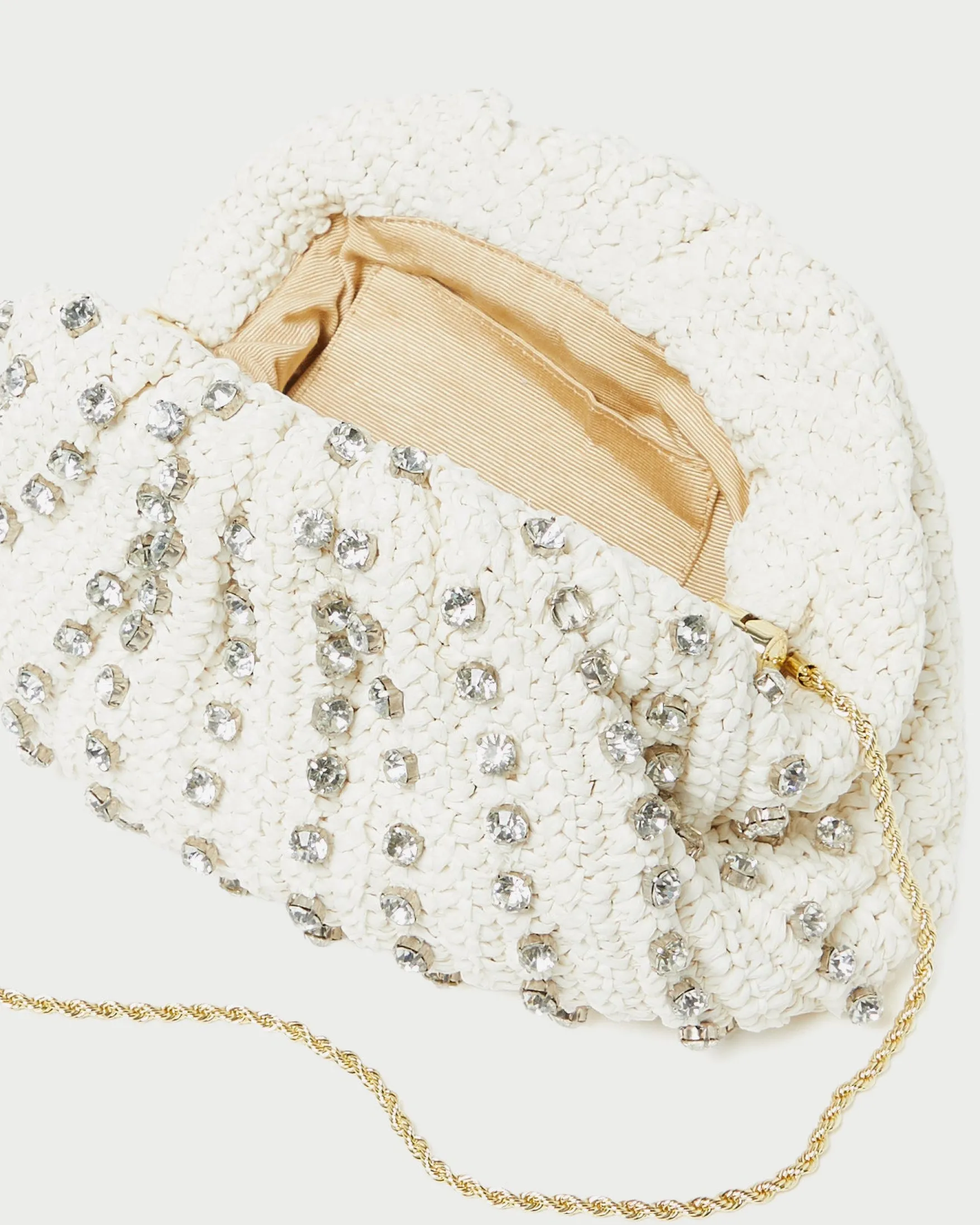 Bailey Natural/Crystal Dome Clutch Event Essentials|Vacation Shop