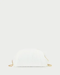 Clearance Bailey White Pleated Dome Clutch SOMETHING BLUE|Event Essentials