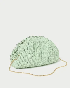 Clearance Bailey White Pleated Dome Clutch SOMETHING BLUE|Event Essentials