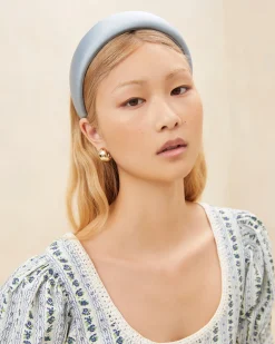 Sale Bellamy Blue Satin Puffy Headband SOMETHING BLUE|Accessories