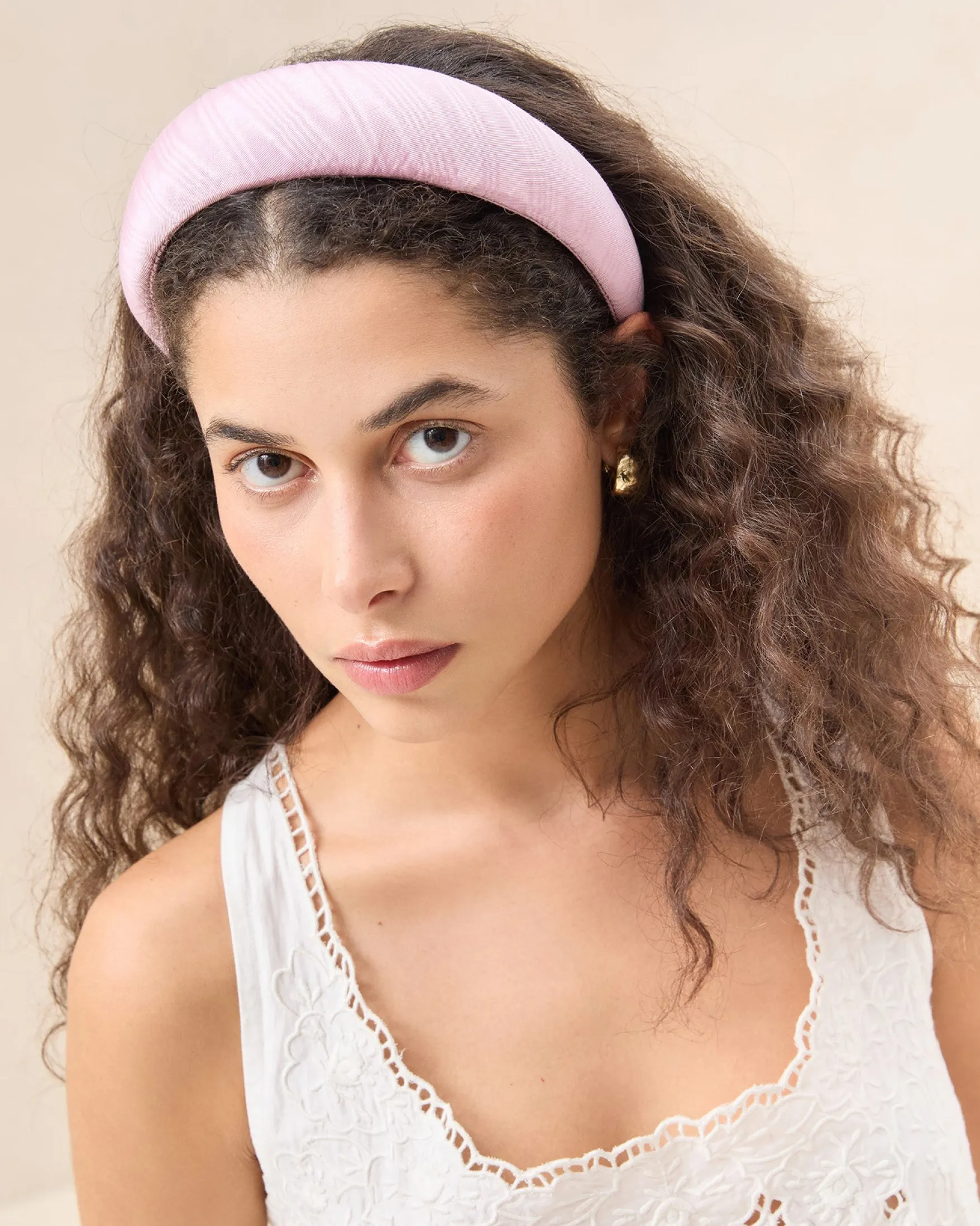 Bellamy Pink Moiré Puffy Headband Accessories
