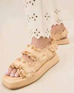 Sale Blaise Raffia Platform Sandal Flat Sandals