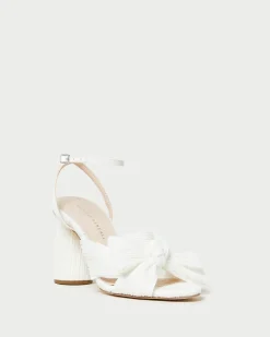 Outlet Camellia Pleated Bow Heel SOMETHING BLUE|FOR THE BRIDE