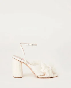 Best Camellia Pearl Pleated Bow Heel FOR THE BRIDE|Heeled Sandals