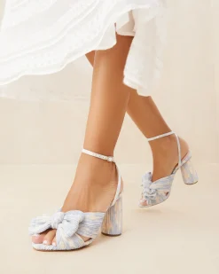 Discount Camellia Pleated Bow Heel SOMETHING BLUE|FOR THE BRIDE