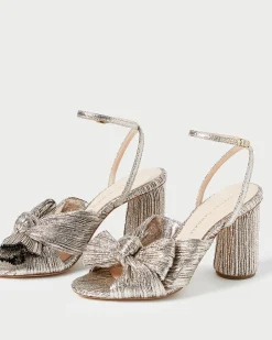 Discount Camellia Pleated Bow Heel SOMETHING BLUE|FOR THE BRIDE
