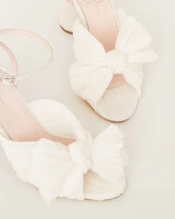 Discount Camellia Pleated Bow Heel SOMETHING BLUE|FOR THE BRIDE