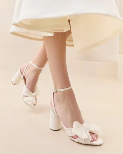 Discount Camellia Pleated Bow Heel SOMETHING BLUE|FOR THE BRIDE