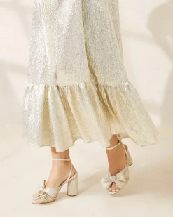 Discount Camellia Pleated Bow Heel SOMETHING BLUE|FOR THE BRIDE