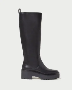 Carlee Black Tall Lug Boot Boots