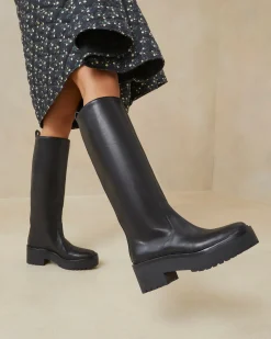 Carlee Black Tall Lug Boot Boots