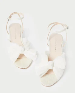 Online Dahlia Black Pleated Bow Heel Heeled Sandals