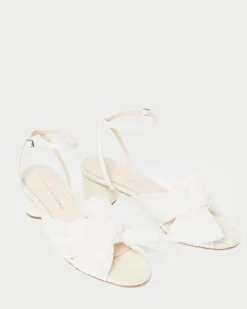 Online Dahlia Black Pleated Bow Heel Heeled Sandals