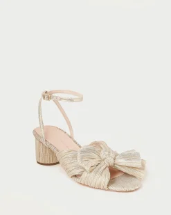 Online Dahlia Black Pleated Bow Heel Heeled Sandals