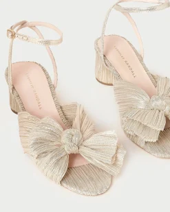 Online Dahlia Black Pleated Bow Heel Heeled Sandals