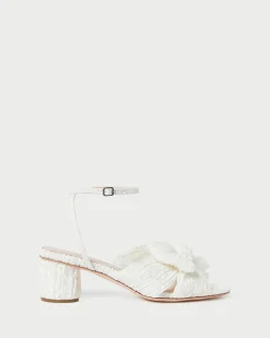 Online Dahlia Black Pleated Bow Heel Heeled Sandals