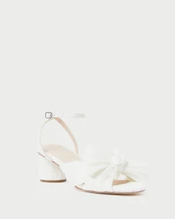 Online Dahlia Black Pleated Bow Heel Heeled Sandals