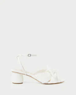 Online Dahlia Black Pleated Bow Heel Heeled Sandals