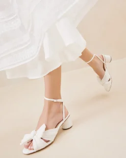 Online Dahlia Black Pleated Bow Heel Heeled Sandals