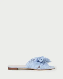 Outlet Daphne Pleated Bow Slide Flat Sandals