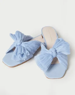 Outlet Daphne Pleated Bow Slide Flat Sandals