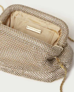 Sale Doreen Gold Diamanté Frame Pouch Clutches