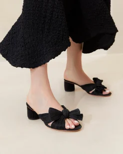 Clearance Emilia Pleated Bow Heel Heeled Sandals