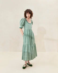 Gillian Blue Floral Puff-Sleeve Dress Dresses