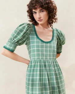 Gillian Blue Floral Puff-Sleeve Dress Dresses