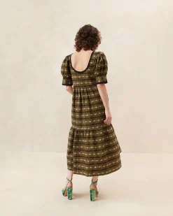 Gillian Blue Floral Puff-Sleeve Dress Dresses