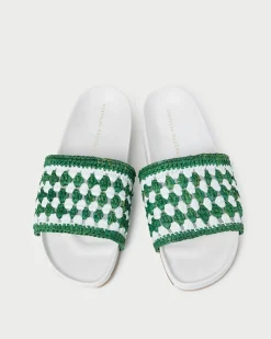 Discount Henri Crochet Leather Sandal Flat Sandals