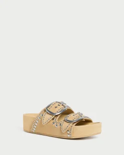 Clearance Jack Saffron Suede Studded Sandal Flat Sandals