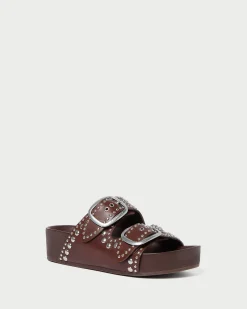 Clearance Jack Saffron Suede Studded Sandal Flat Sandals