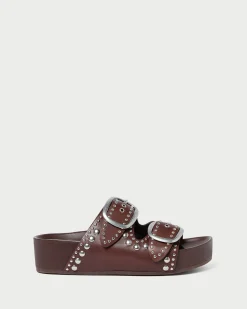 Clearance Jack Saffron Suede Studded Sandal Flat Sandals