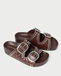 Clearance Jack Saffron Suede Studded Sandal Flat Sandals