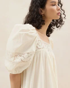 Hot Jo Cream Puff-Sleeve Dress Casual Staples|Event Essentials