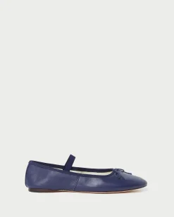 Clearance Leonie Navy Leather Ballet Flat Flats & Loafers