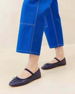 Clearance Leonie Navy Leather Ballet Flat Flats & Loafers