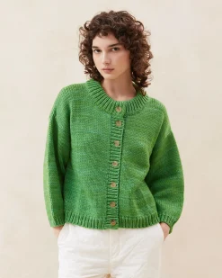 Outlet Maddie Sapphire Mock Neck Cardigan Knitwear