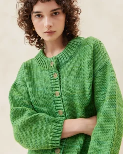 Outlet Maddie Sapphire Mock Neck Cardigan Knitwear