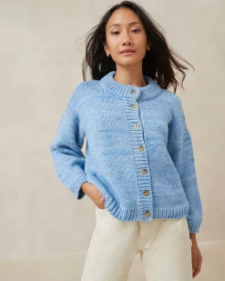 Outlet Maddie Sapphire Mock Neck Cardigan Knitwear