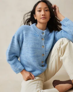 Outlet Maddie Sapphire Mock Neck Cardigan Knitwear