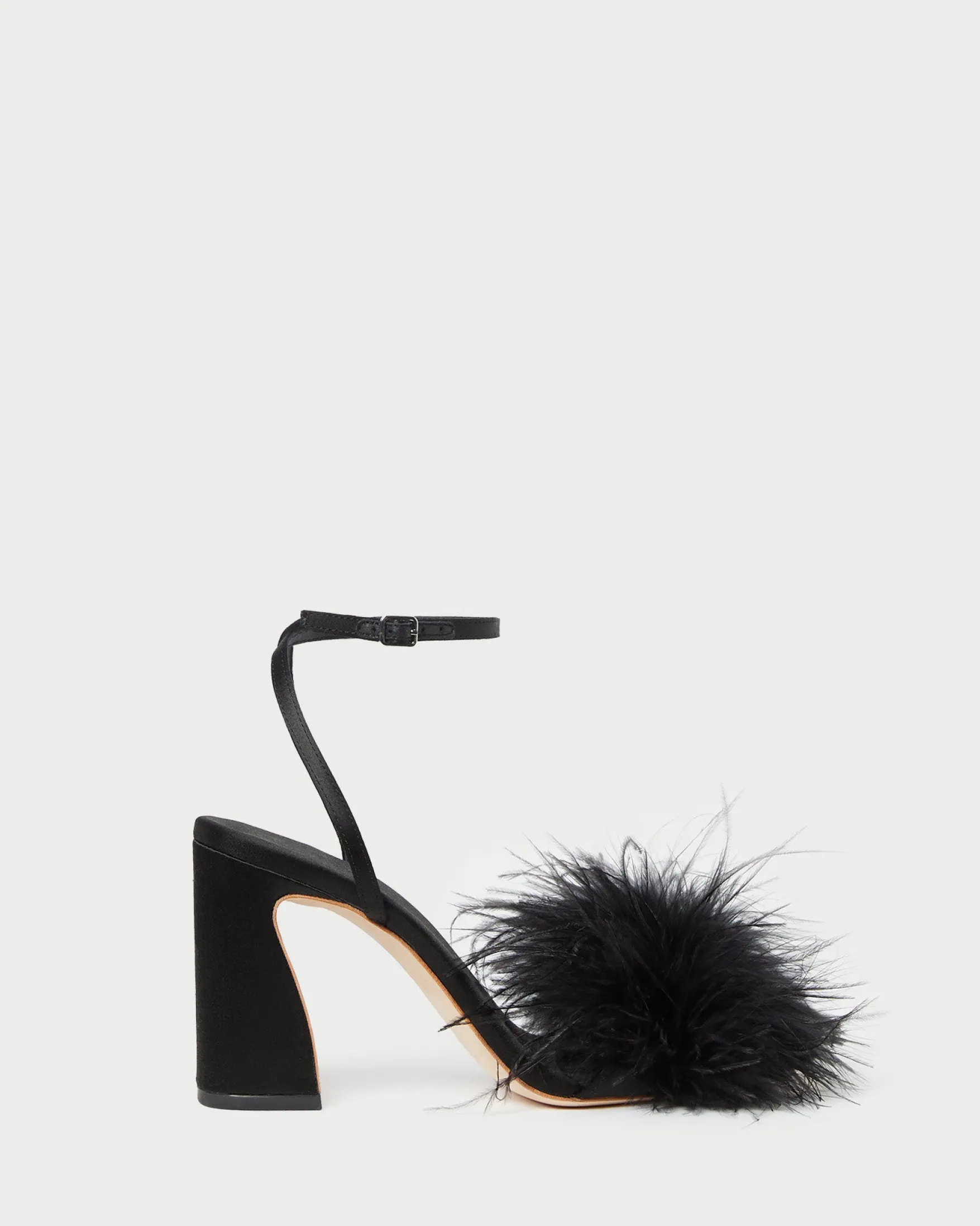 Hot Minerva Black Satin/Feather Sandal FOR THE BRIDE|Heeled Sandals