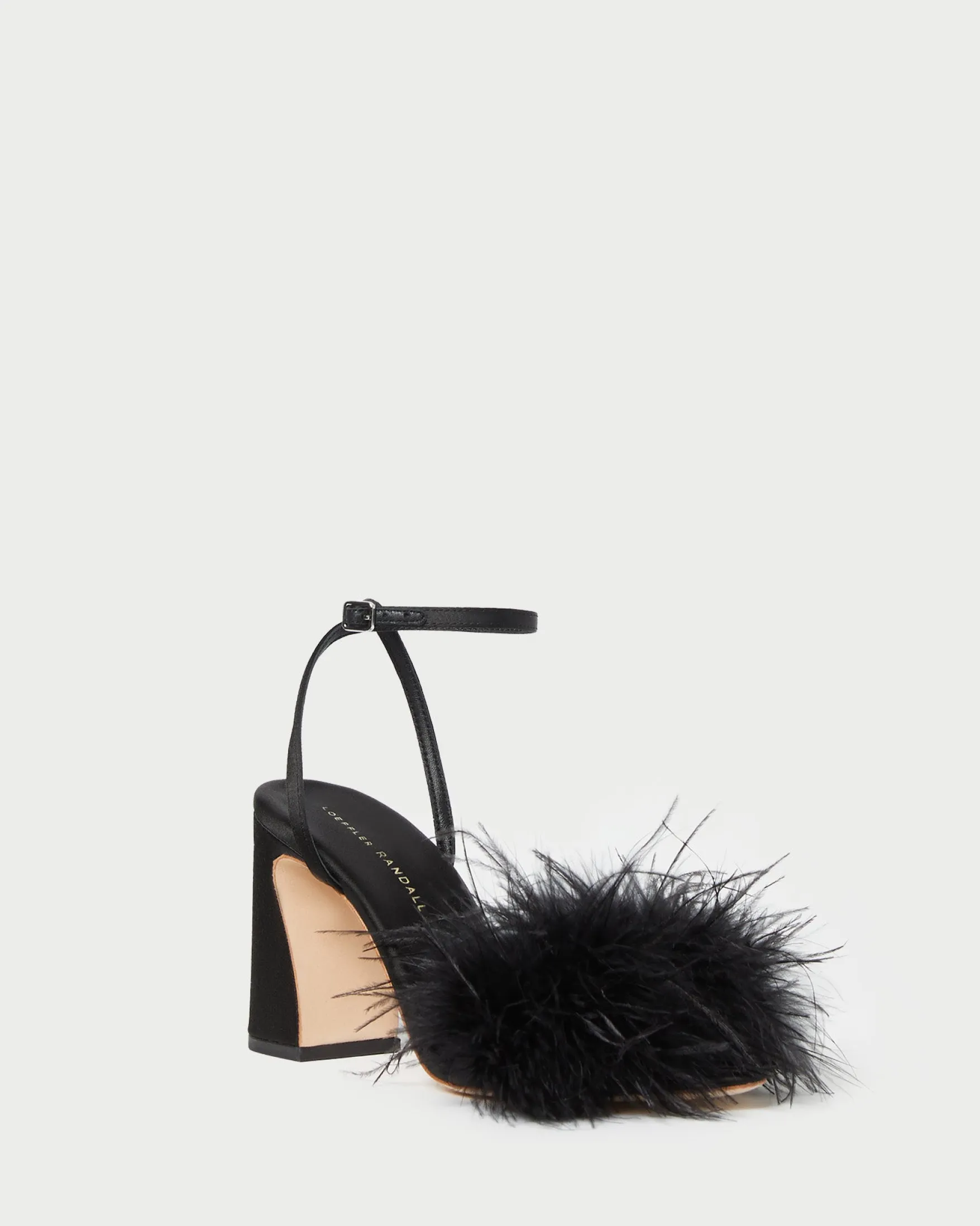Hot Minerva Black Satin/Feather Sandal FOR THE BRIDE|Heeled Sandals