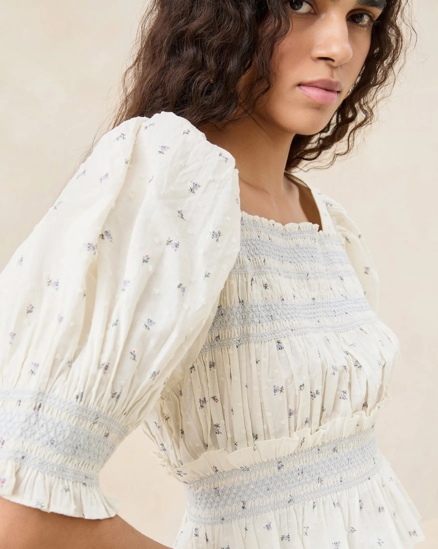 Best Nicola Cream Floral Cinched Blouse Jessie Loves|Matching Sets