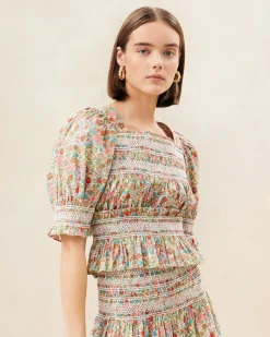 Outlet Nicola Red Floral Cinched Blouse FOR THE GUESTS|Casual Staples