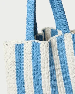 Best Orion Blue/White Raffia Tote Casual Staples|Totes