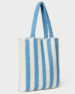 Best Orion Blue/White Raffia Tote Casual Staples|Totes